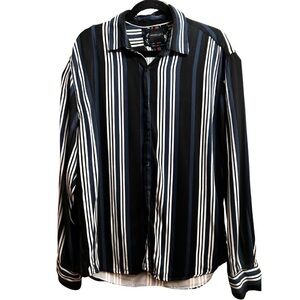 Denim & Flower Navy and White Striped Shirt || XL